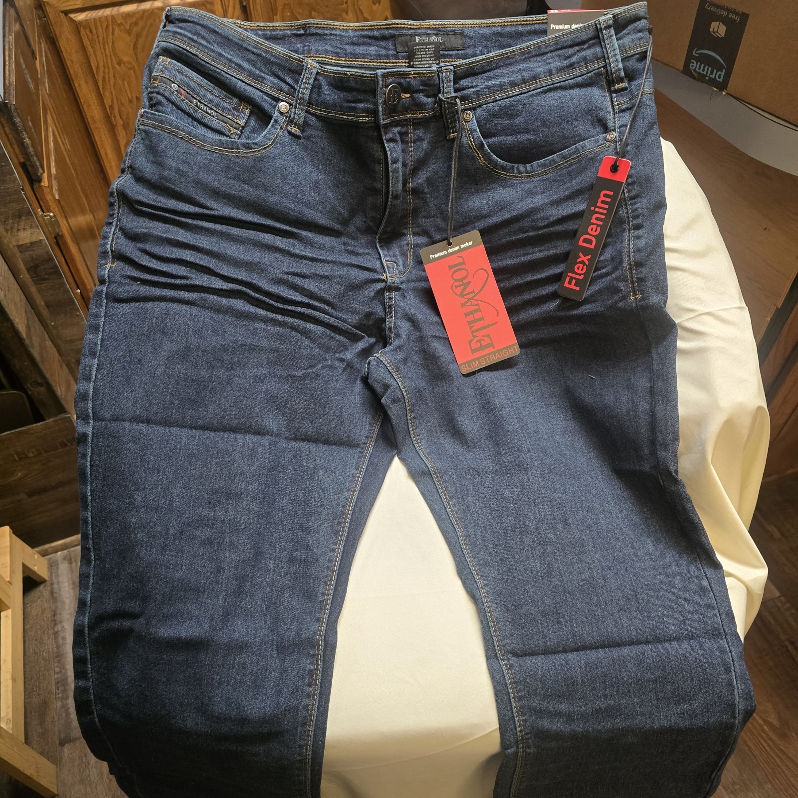 ETHANOL Mens Comfy Stretch Slim Fit Straight Casual Pants, 5 Pockets,NWT Size 36