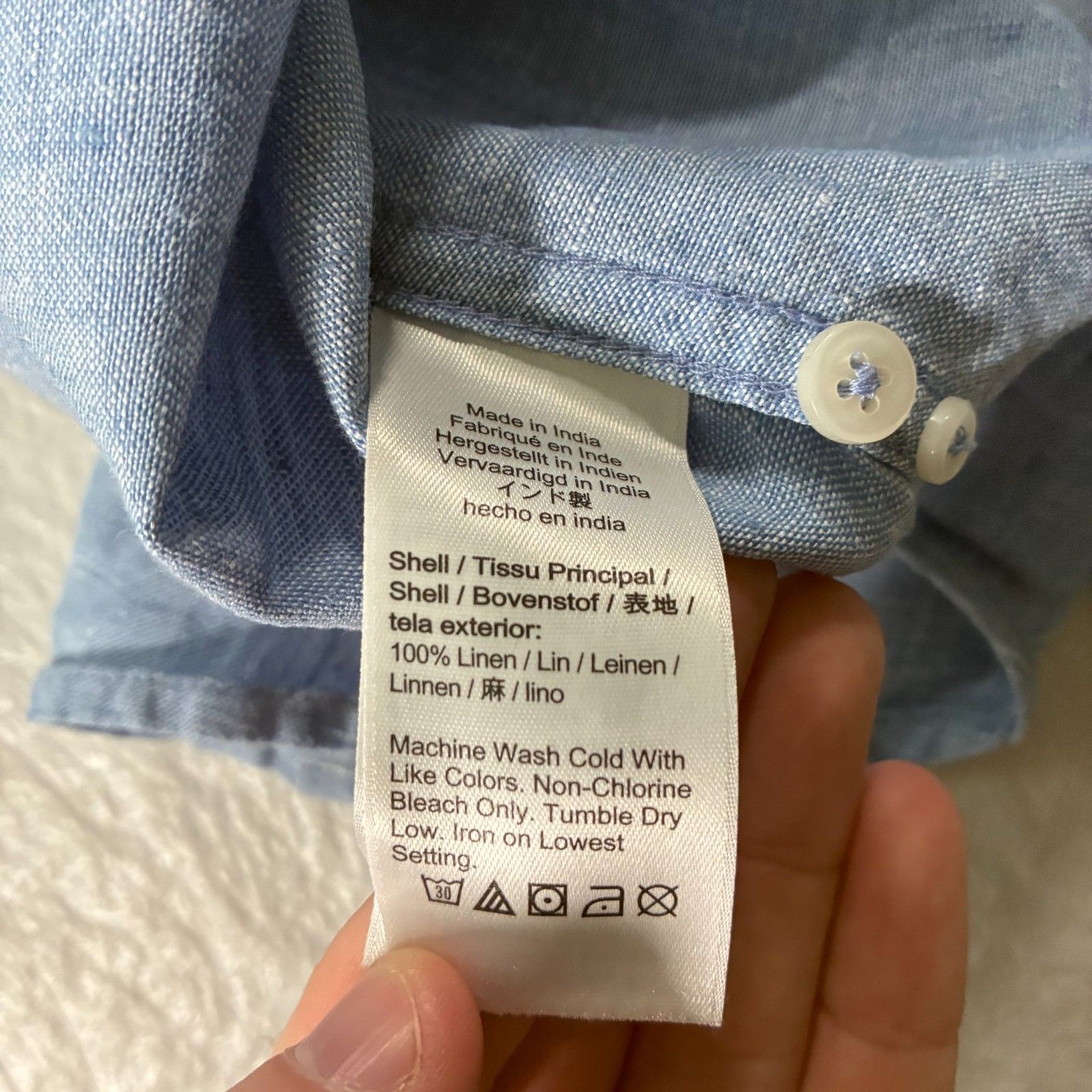 J Crew Baird Mcnutt Linen button Up Blue Men’s Medium Classic – FLAWED