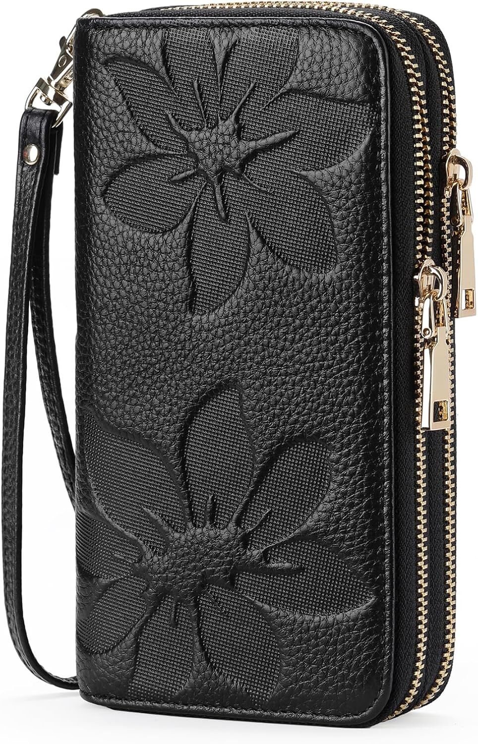 Women’s Wristlet Wallet Large Capacity Zip Card Holder Leather Ladies Purse