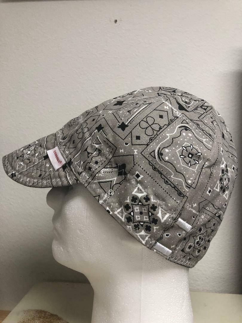 NWT 2 Comeaux Caps Gray Bandana Solid Grey Welding Welders Hat Reversible cotton