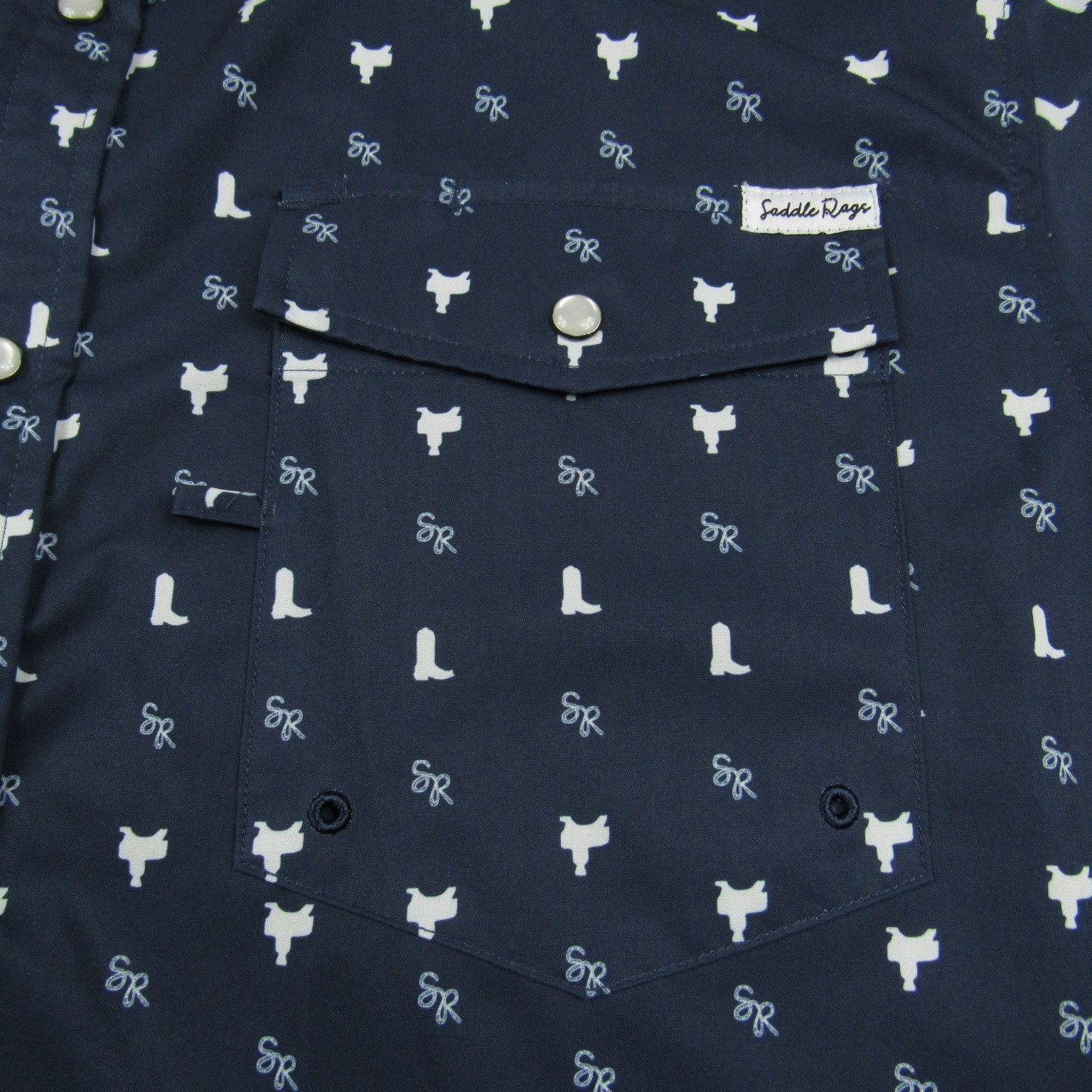 Saddle Rags Shirt Men Large Blue Pearl Snap Vented Outdoor Performance