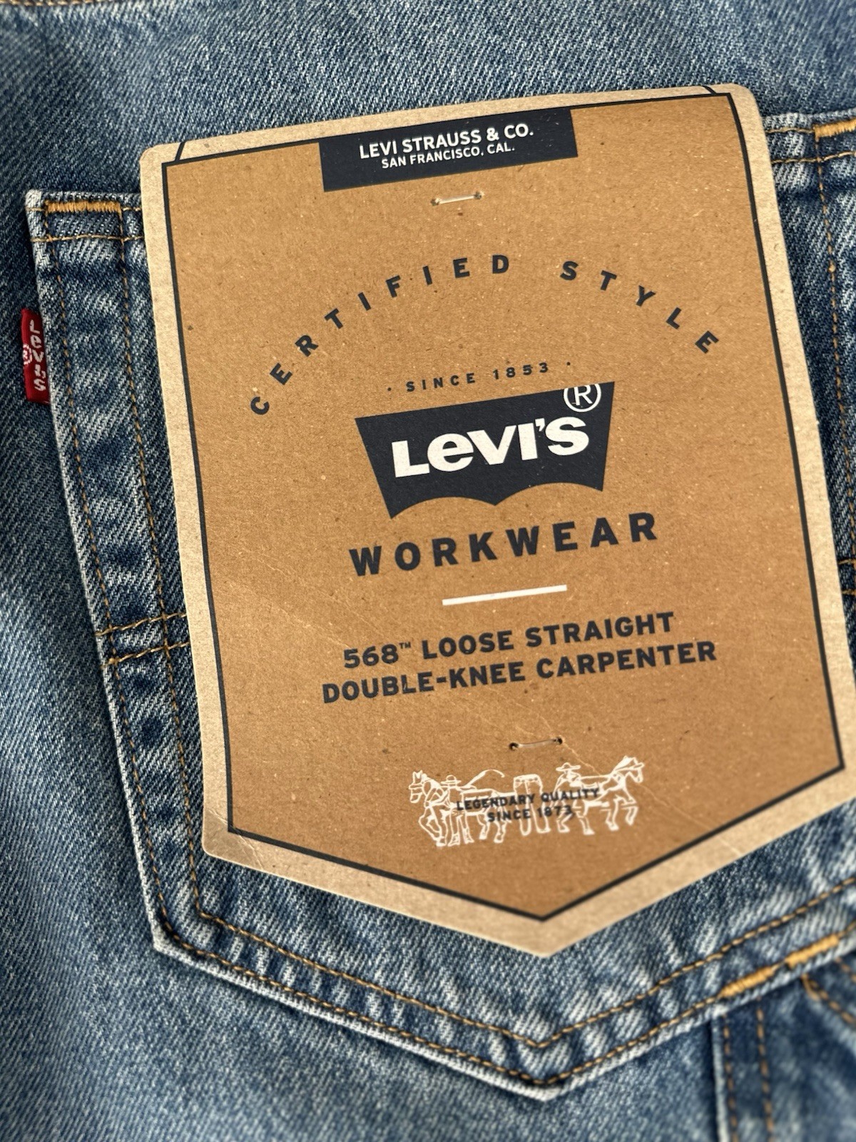 Levis 568 Double Knee Carpenter Blue Loose Denim Tag Sz. 32Wx30L Measure 33WX29L