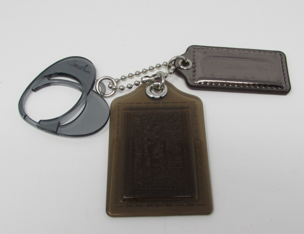 COACH Bag Tags & Poppy Charms Amber Gray Brown Lot of 3 Have Scratches Wear