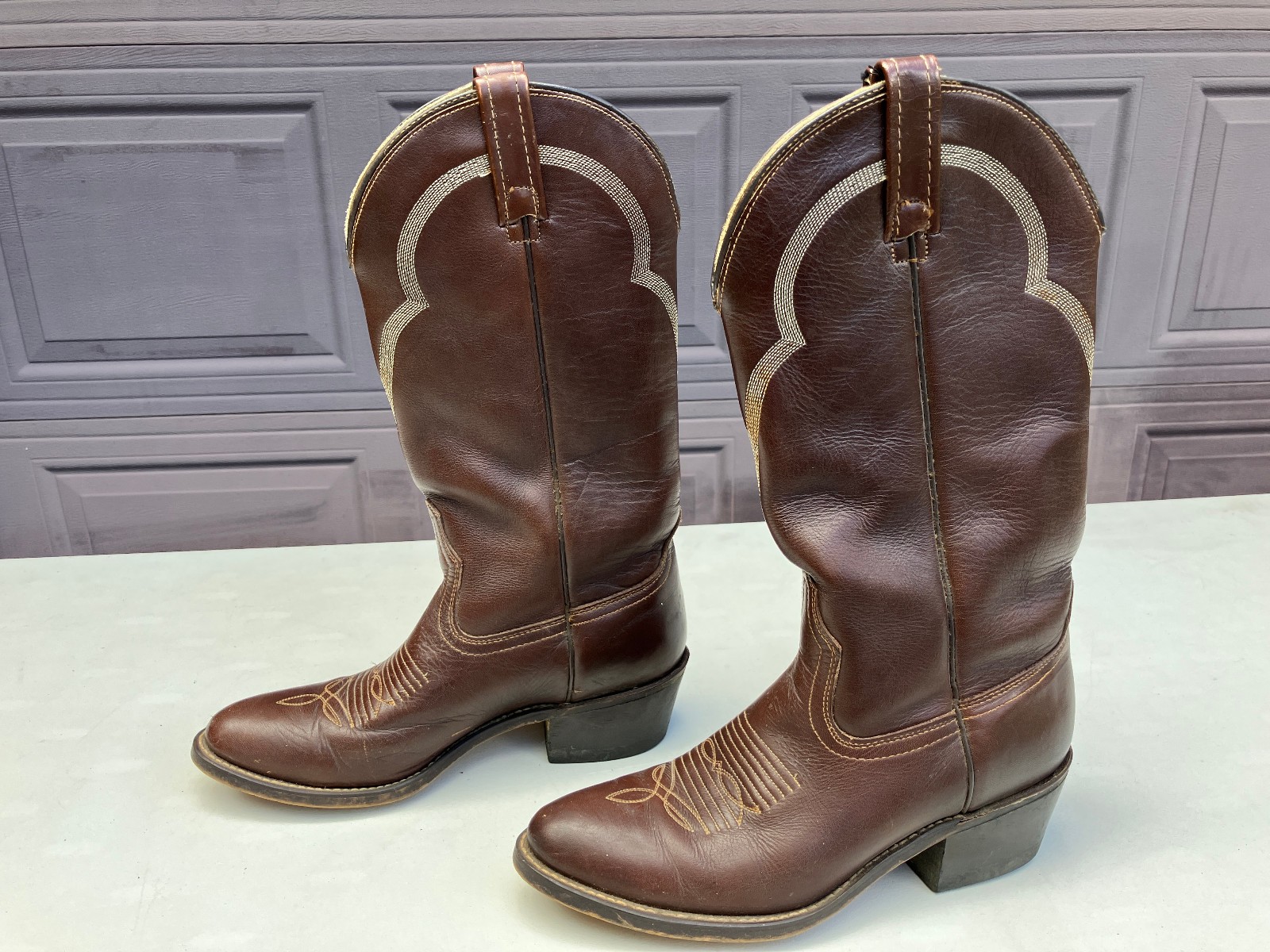 Cowboy western boots ACME 7D 7 D circle A vintage womens brown 1694