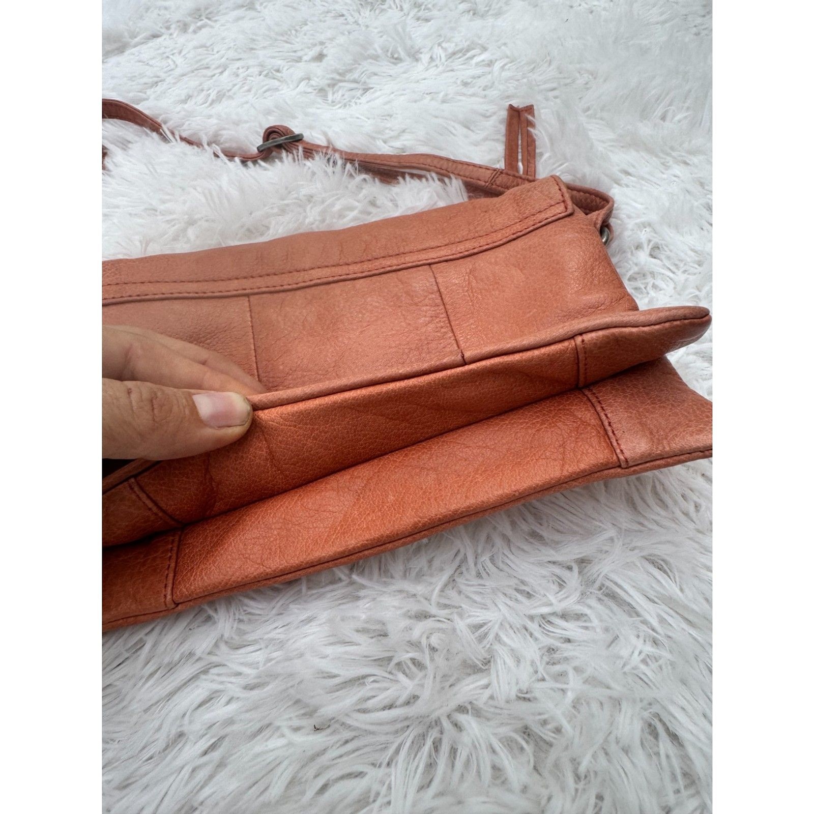 Day & Mood Cognac Leather Crossbody Bag with Tassel