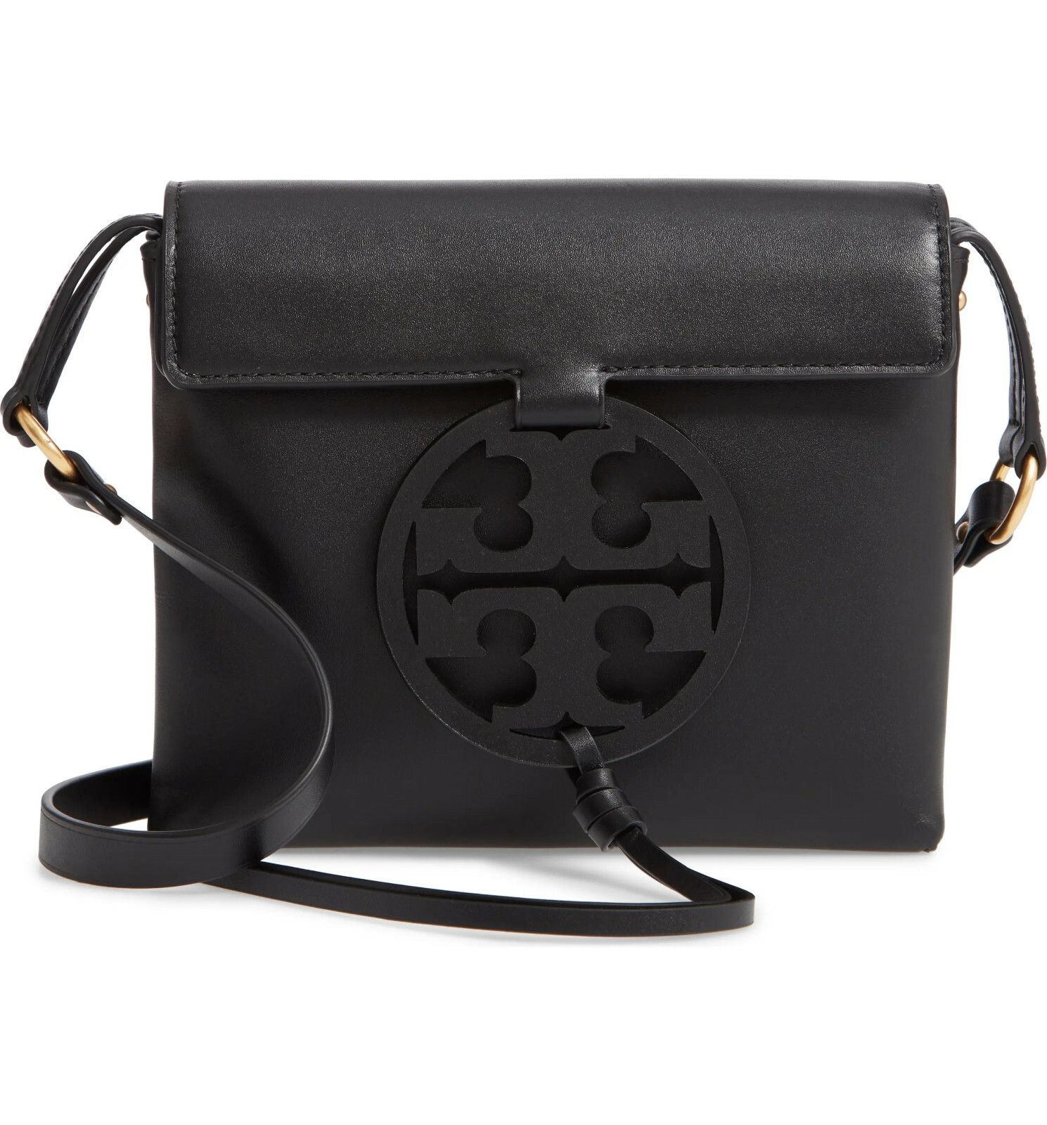 NWT Tory Burch Miller Logo Leather Flap Crossbody Bag 50769 BLACK AUTHENTIC