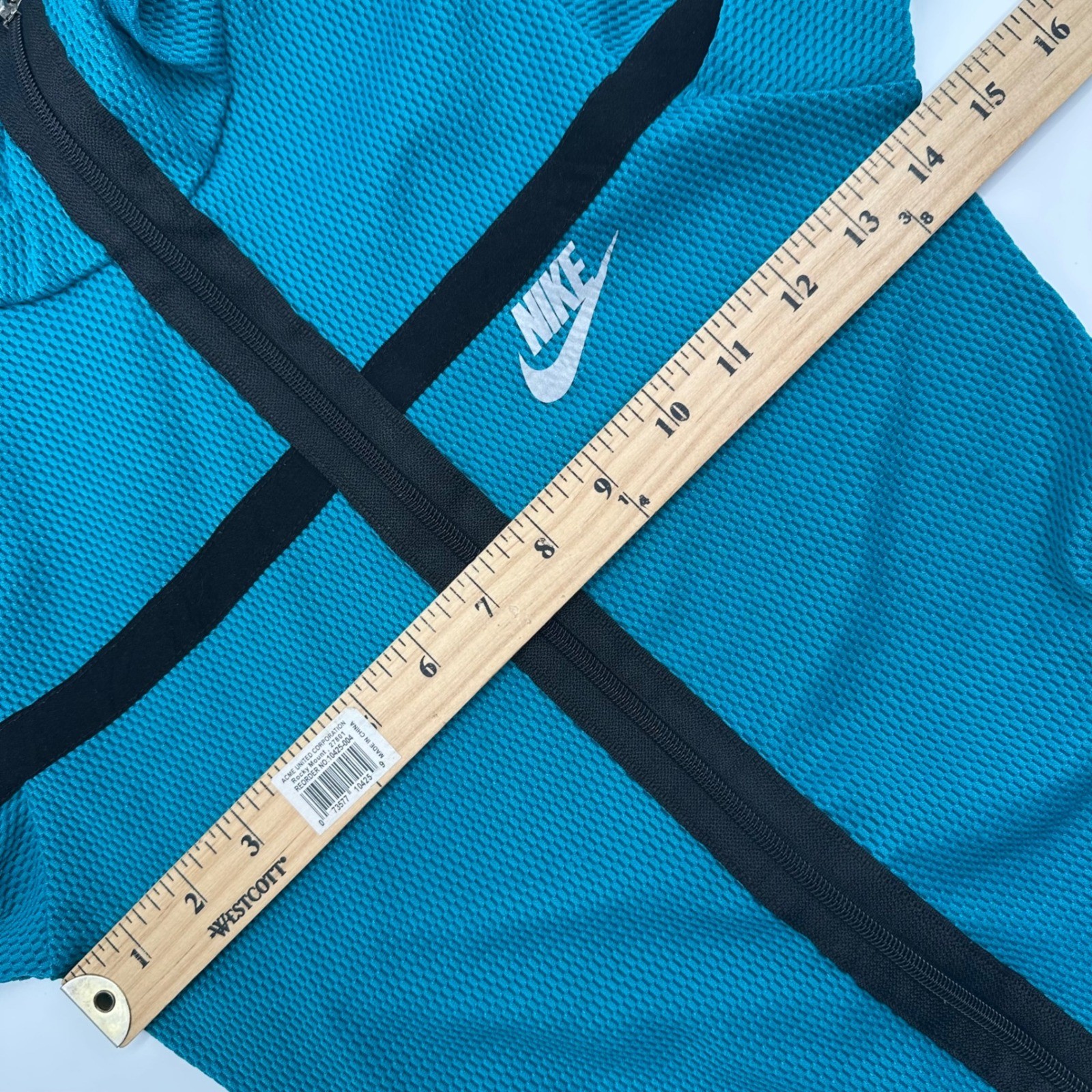 Nike Dry Fit Womens Teal Waffle Knit Full Zip Hoodie Mesh Jacket Small 19542