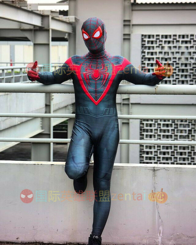 Spider-man Miles Morales Jumpsuit Spiderman Cosplay Costume Adult Halloween Kids
