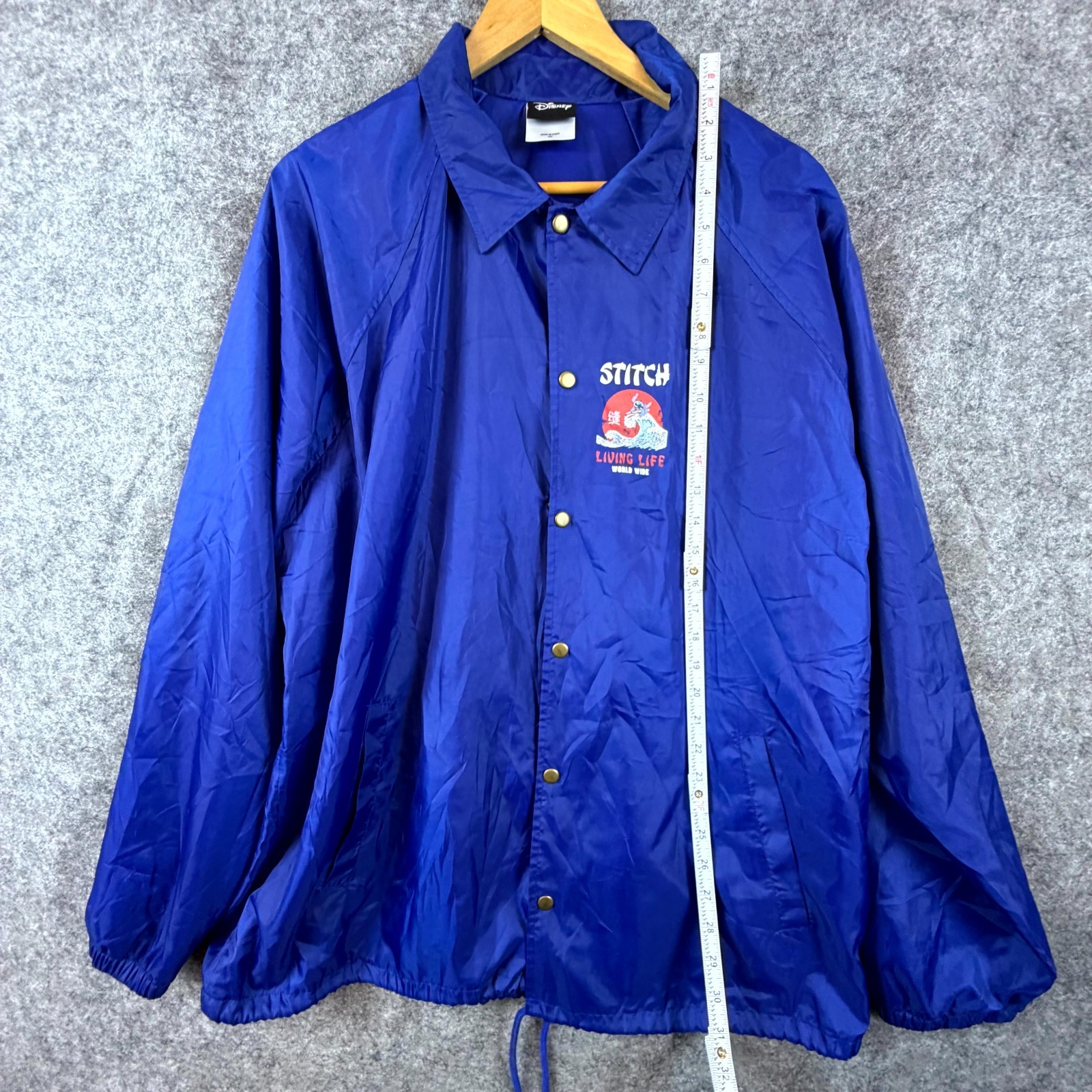 Lilo & Stitch Disney Coach Jacket Mens 2XL Blue Windbreaker Graphic Snap Front