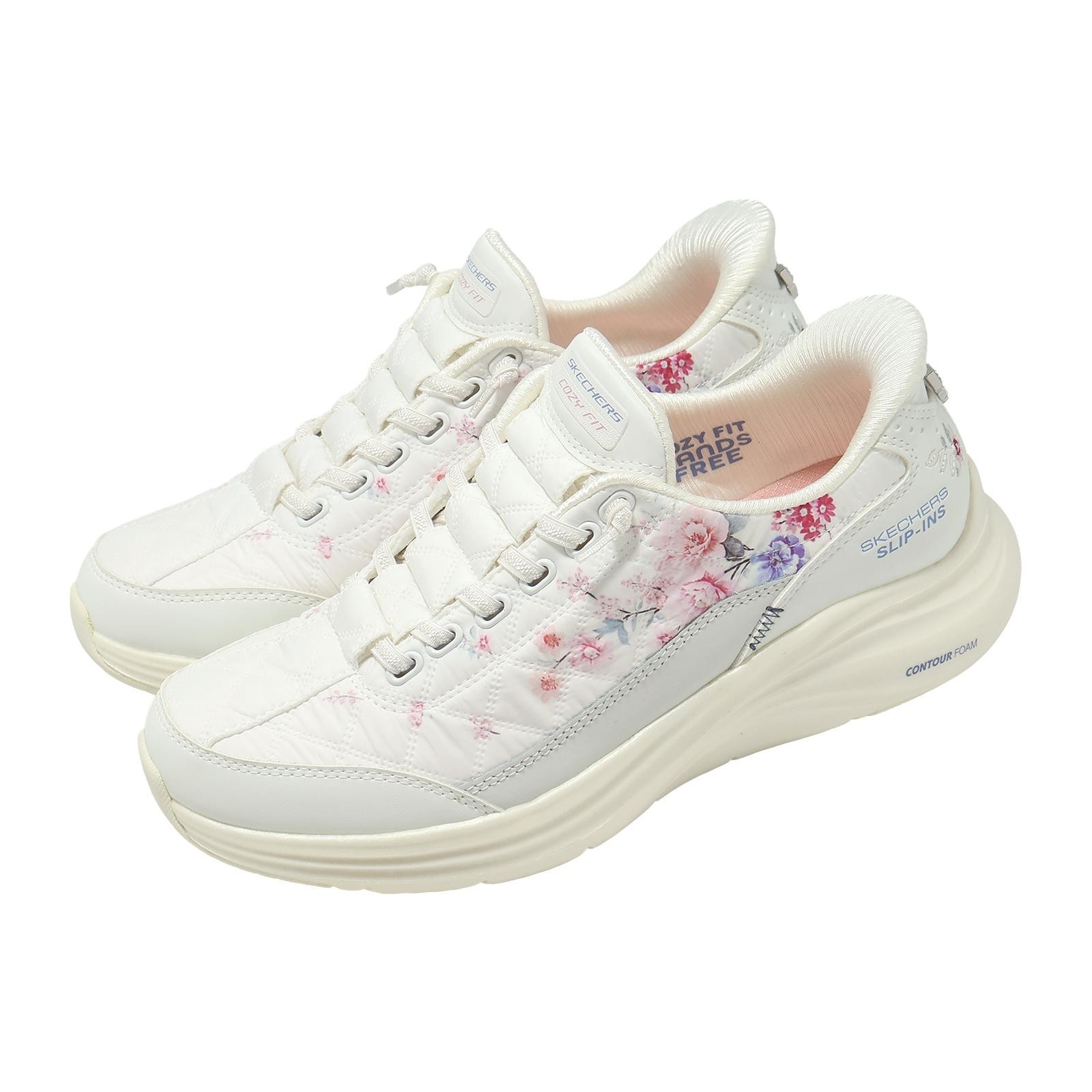 Skechers Contour Foam Slip-Ins White Floral Women Casual Shoes 150843-WHT