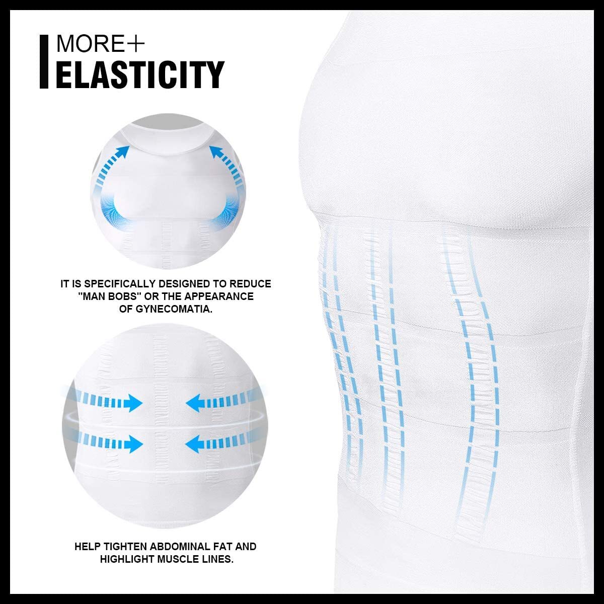Mens 3 Pack Body Shaper Slimming Tummy Vest Compression Shirt Tank Top Shapewear