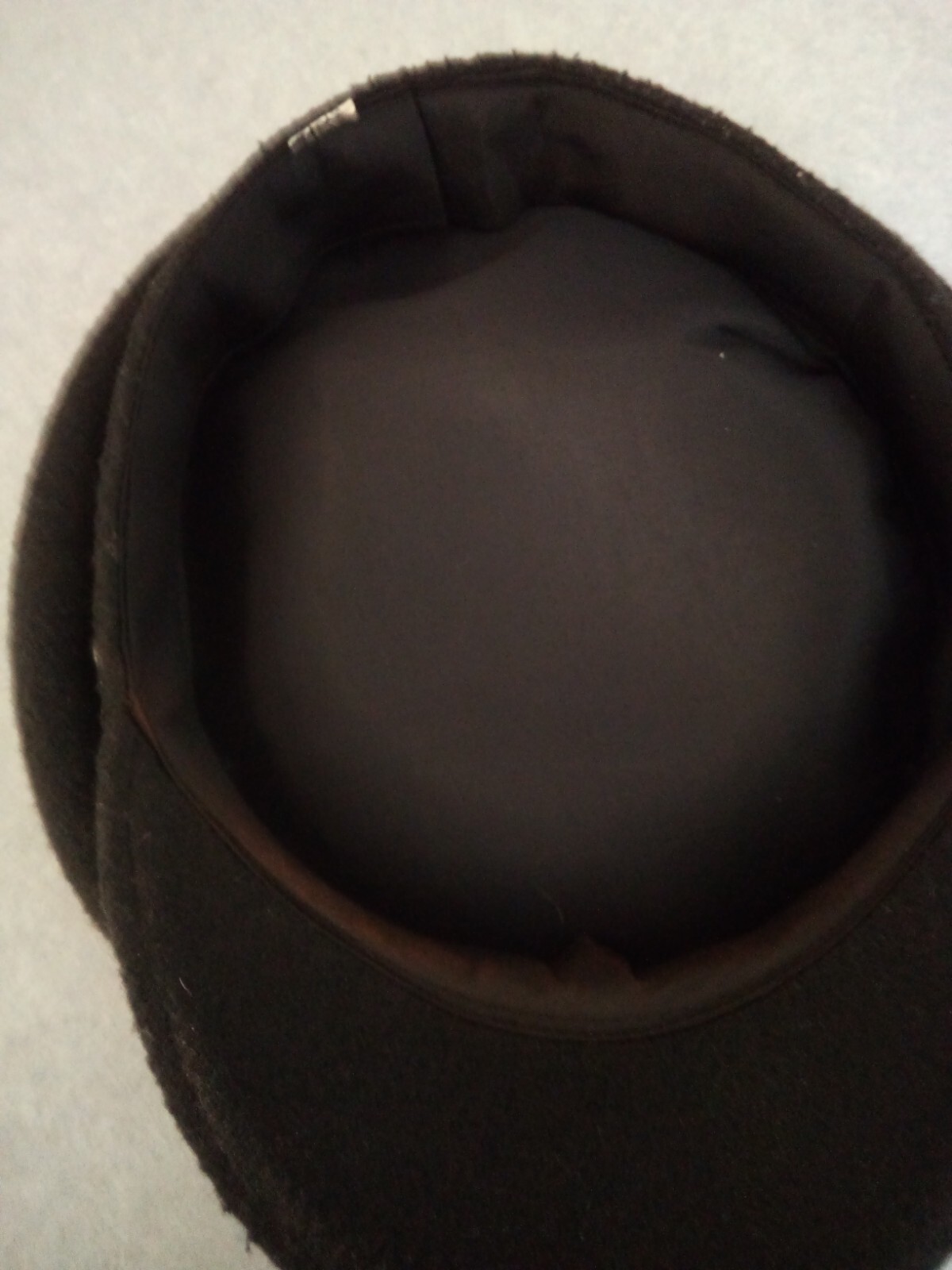 Greek FISHERMAN’S CAP BLACK Wool LARGE Braid Trim Button Lined w pin Free Ship