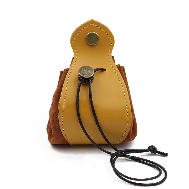 PU Leather Medieval Drawstring Waist Bag Hangable Belt Coin Purse Cosplay