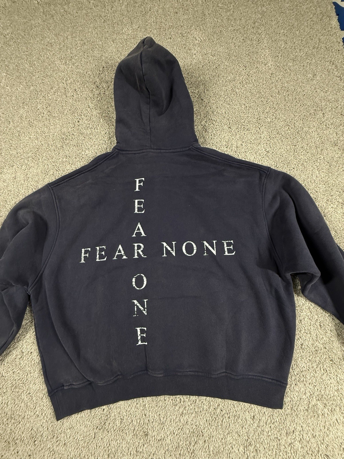 NWOT Streetwear Hoodie Fear One Fear None Premium Heavyweight Size Large Navy