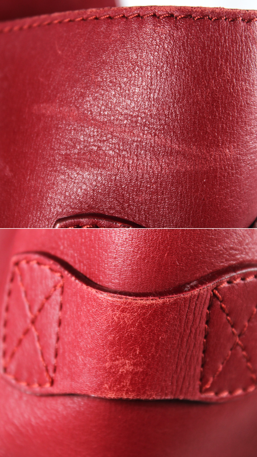 CELINE Carmine Red Leather Zip-Top MINI LUGGAGE Large Tote Bag