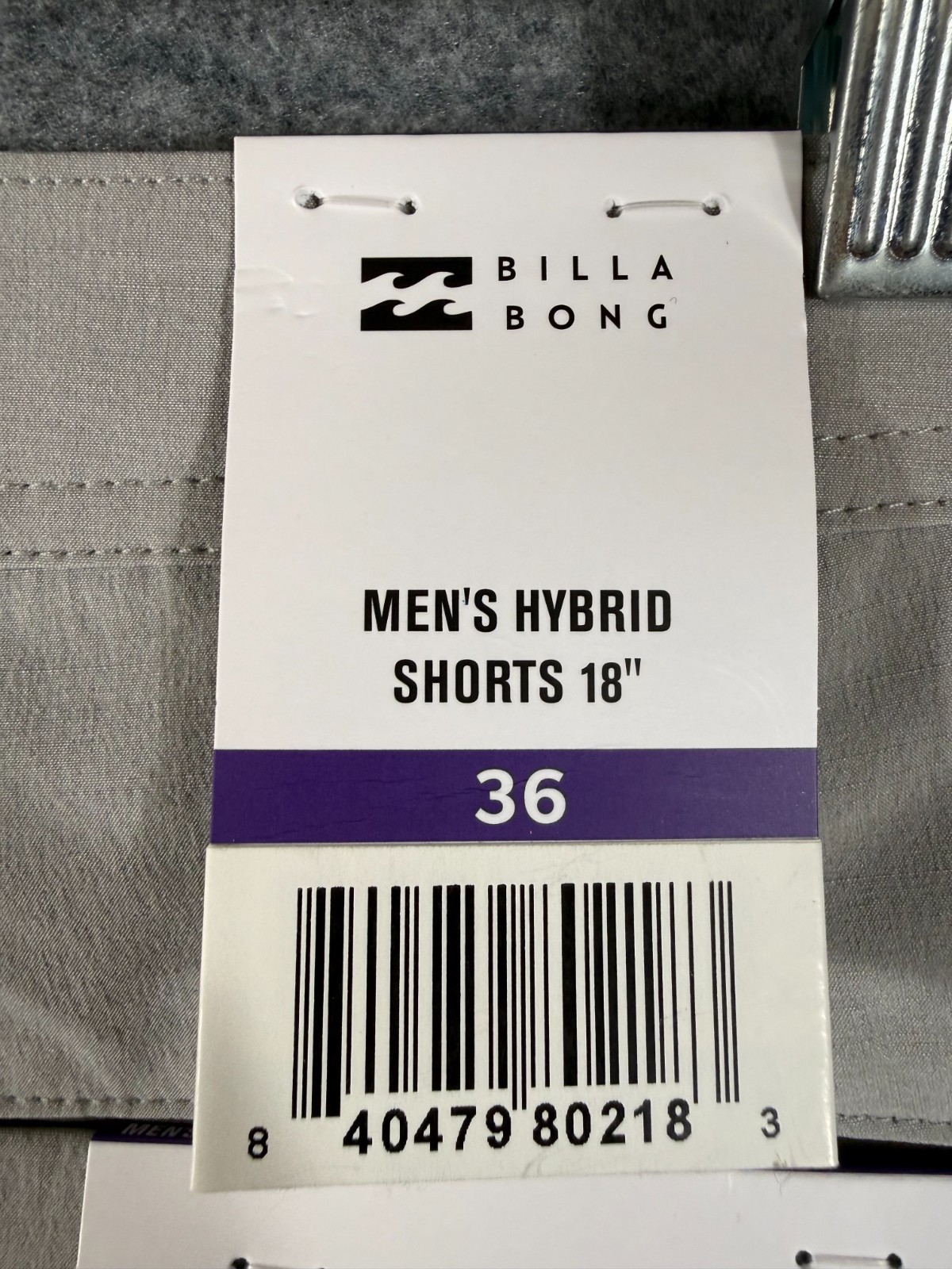 Billabong Hybrid Shorts Mens 36 Light Gray Flat Front Performance Stretch NWT