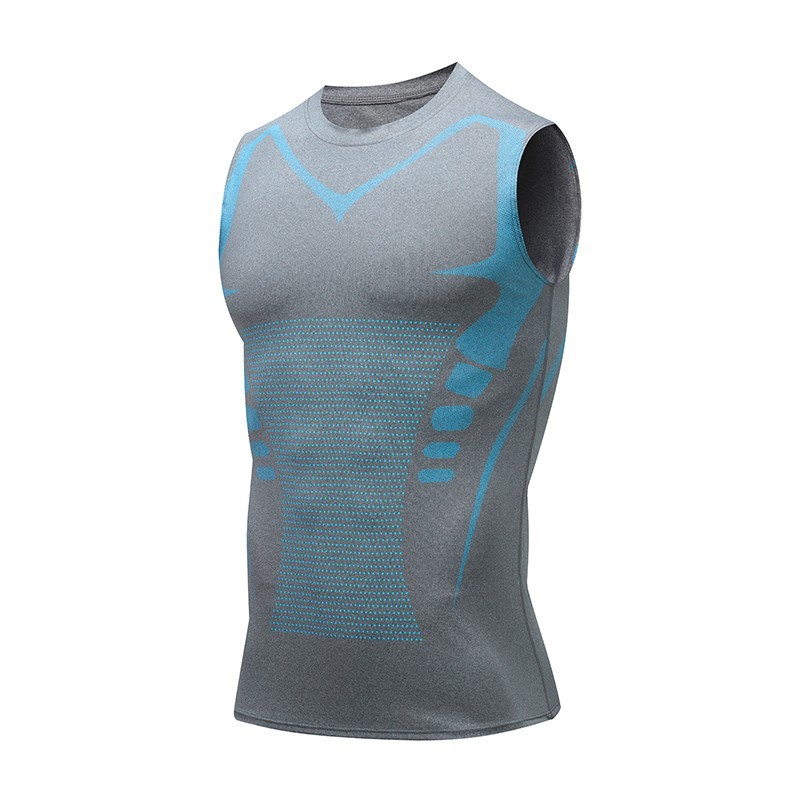Men Compression Shirt Version Ionic Shaping Sleeveless Vest Sport Tank Top S-2XL