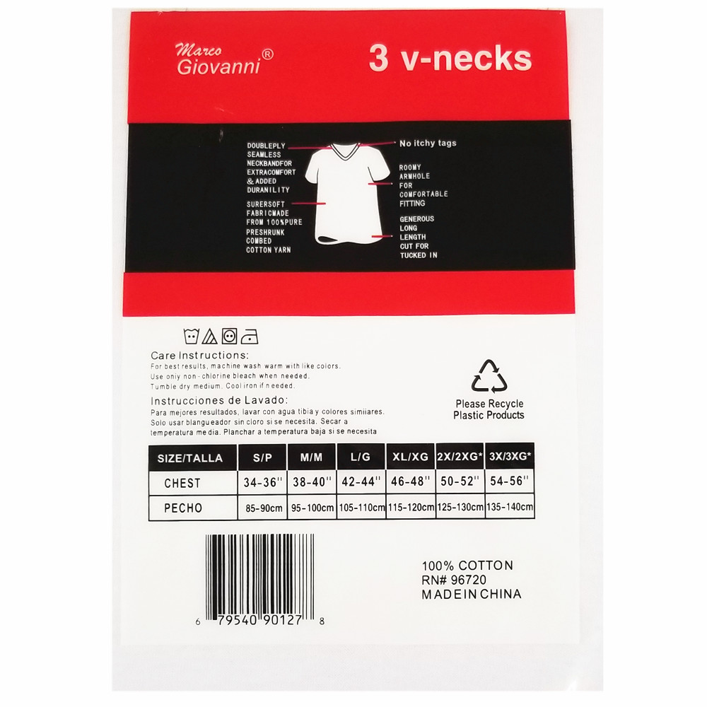 Lot 3 Pack Mens 100% Cotton Tagless V-Neck T-Shirts Undershirts Tee Shirts White