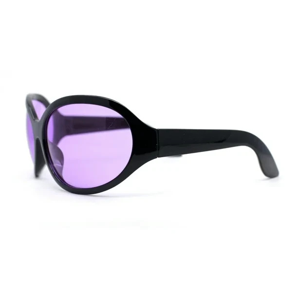 Oversized Sunglasses Blue Yellow Red Purple Lens Black Frame Wrap Around Outdoor