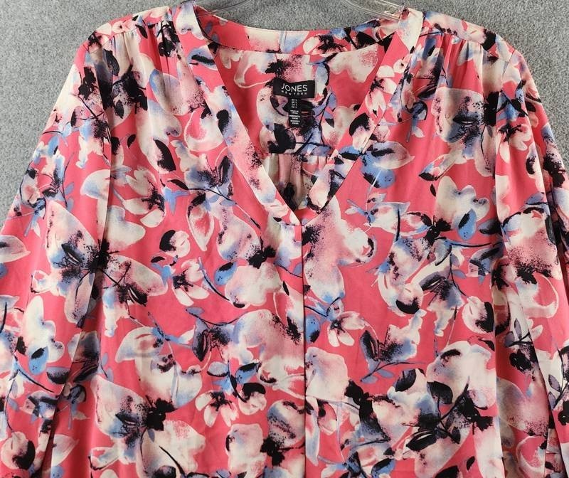 Jones New York Kelly Printed 3/4-Sleeve Tunic Blouse Women’s L Fresh Guava Multi