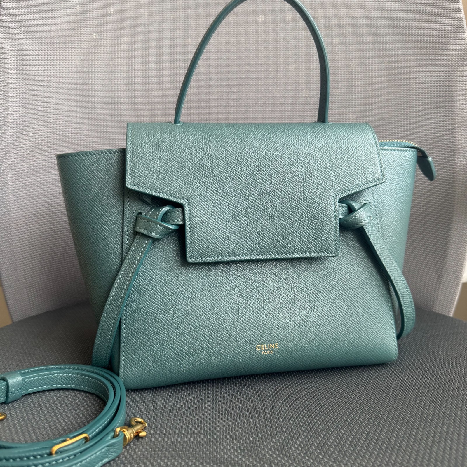 CELINE Nano Belt Bag 2 Way Shoulder Bag Calfskin Leather Green