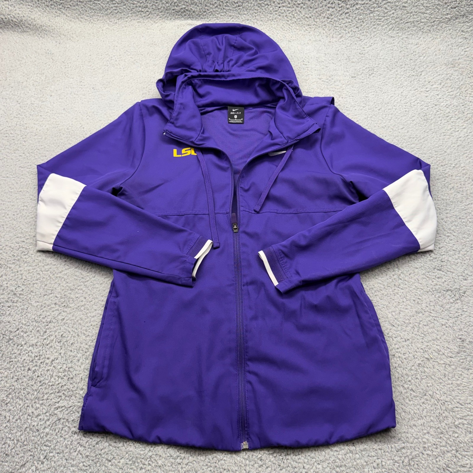 Nike CJ1796-546 Womens Medium Purple LSU Tigers Dri-FIT Full Zip Hooded Jacket