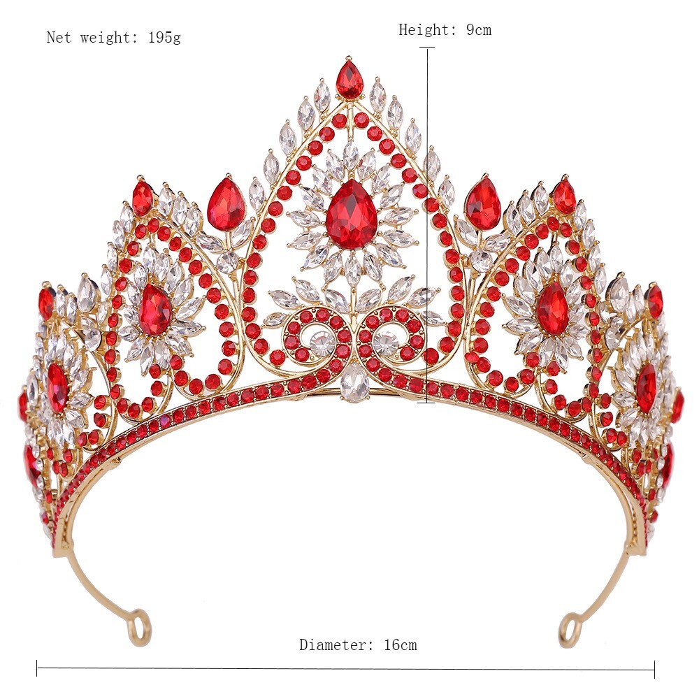 9cm Tall Large Crystal Wedding Queen Princess Prom Tiara Crown For Women