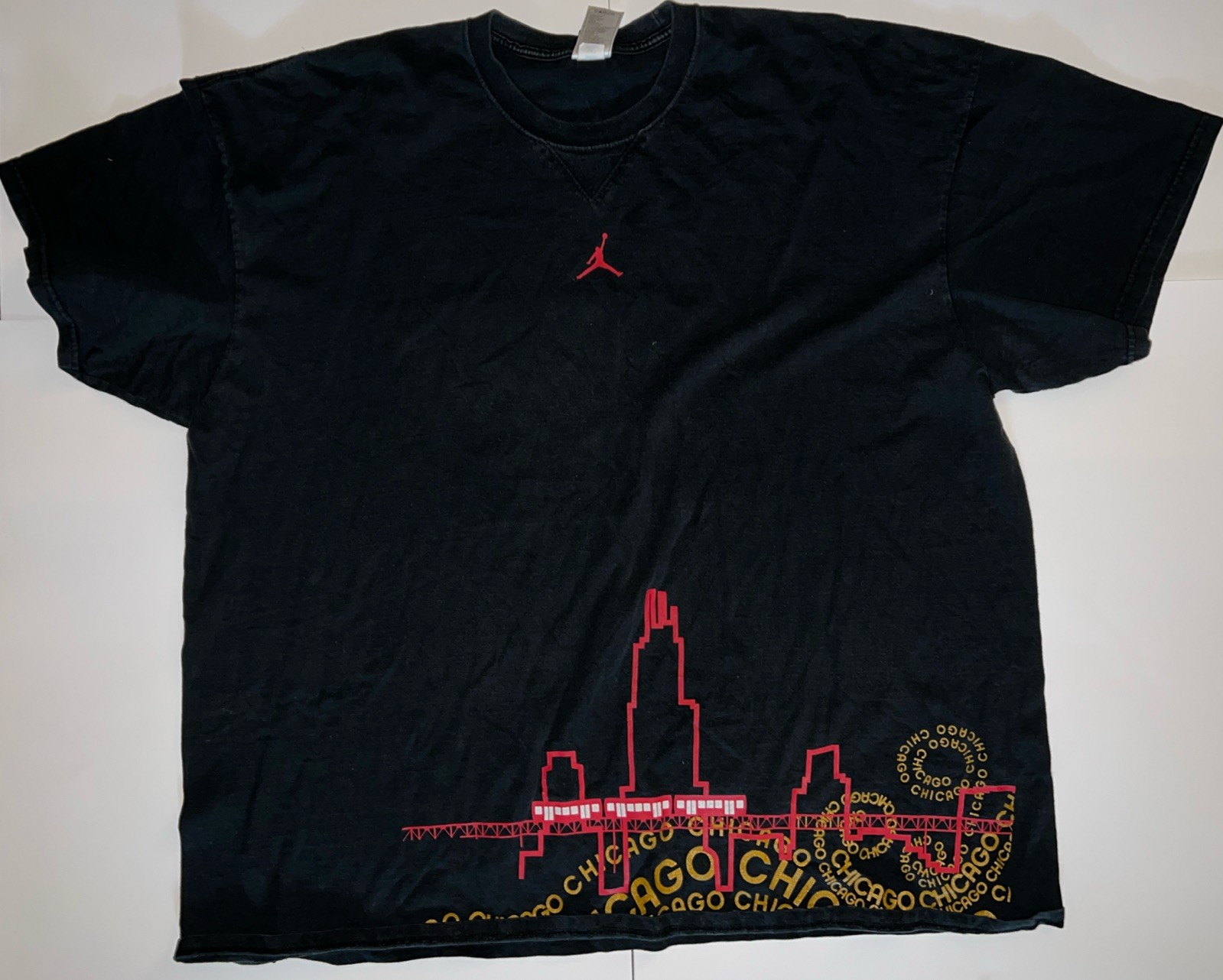 Air Jordan Red And Black Cityscape T-Shirt Basketball Print size XXXL 3x Brand