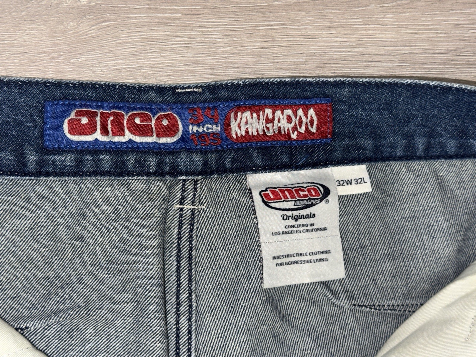 JNCO Los Angeles Kangaroo Wide Leg Jeans in dark stone wash