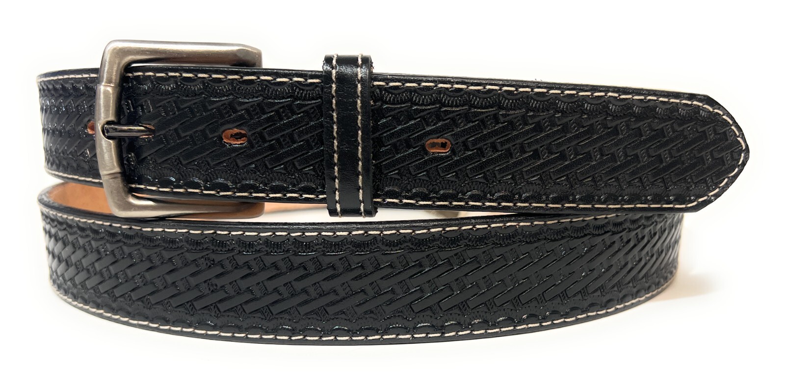 MEN’S HEAVY DUTY BASKET WEAVE CASUAL OR WORK LEATHER BELT, MEN’S LEATHER BELT