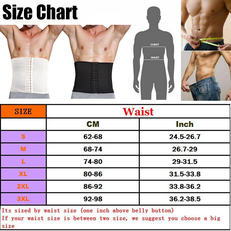 Men’s Waist Trainer Body Shaper Tummy Girdle Belt Belly Fat Burner Corsets S-3XL