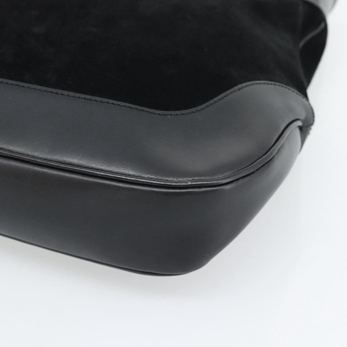 GUCCI Jackie Hand Bag Suede Black Silver 001 3346 Auth 194007