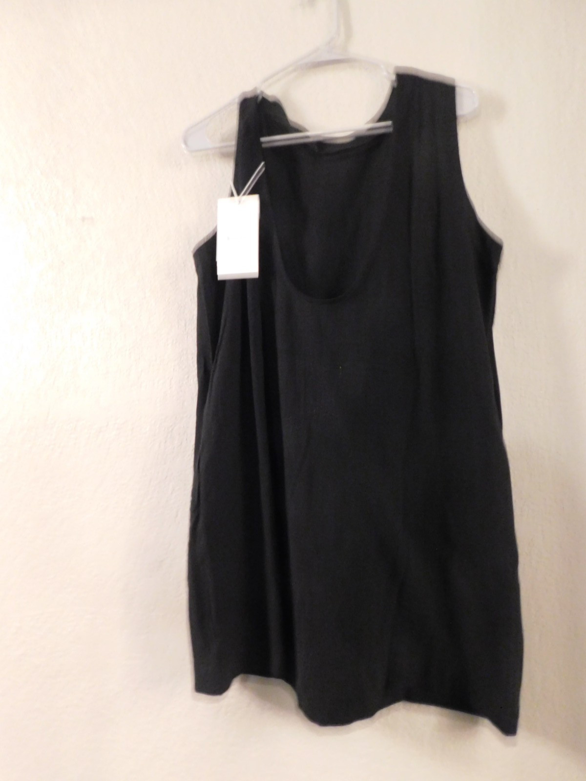 Large New-Linen (Large) Mini Backless Dress with Pockets, A Line Cotton Open Bac