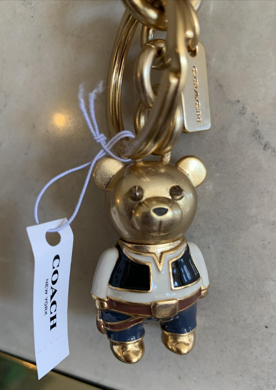 NEW COACH X STAR WARS HAN SOLO BEAR SOLID METAL GOLD TONE/MULTI KEY/FOB CHAIN