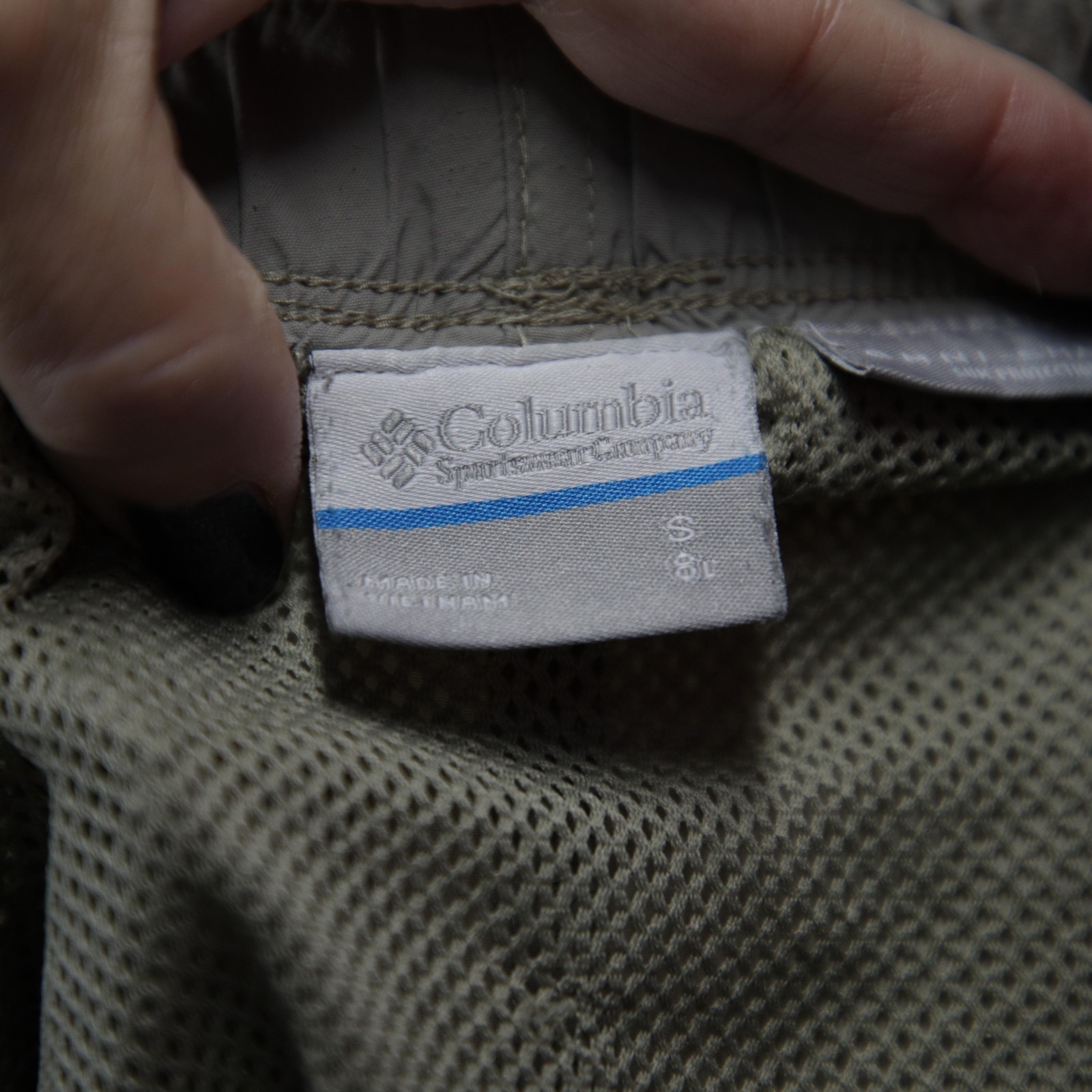 Columbia Swim Shorts Mens Small Tan Khaki Omni-Shade Belted Lined Quick Dry UV