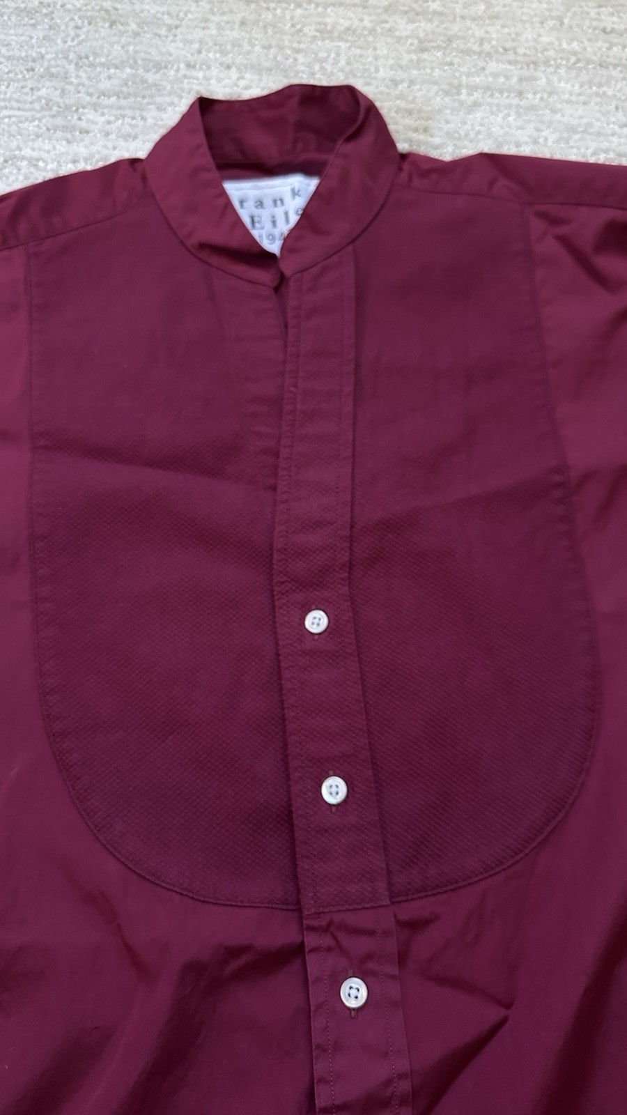Frank & Eileen Tori Surplace Neck Bottom-Up Shirt Dress Size S Burgundy Red