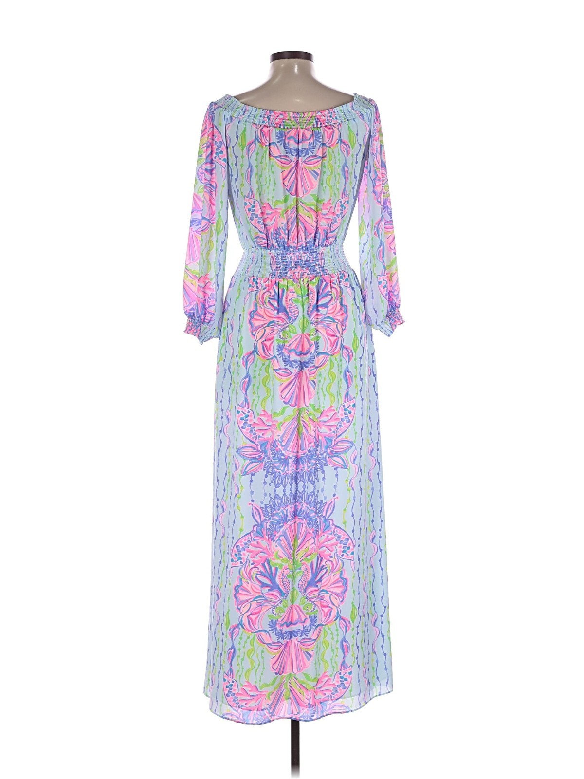 Lilly Pulitzer Bria Maxi off the shoulder Dress Sea Shellabration 🦄 Size Medium