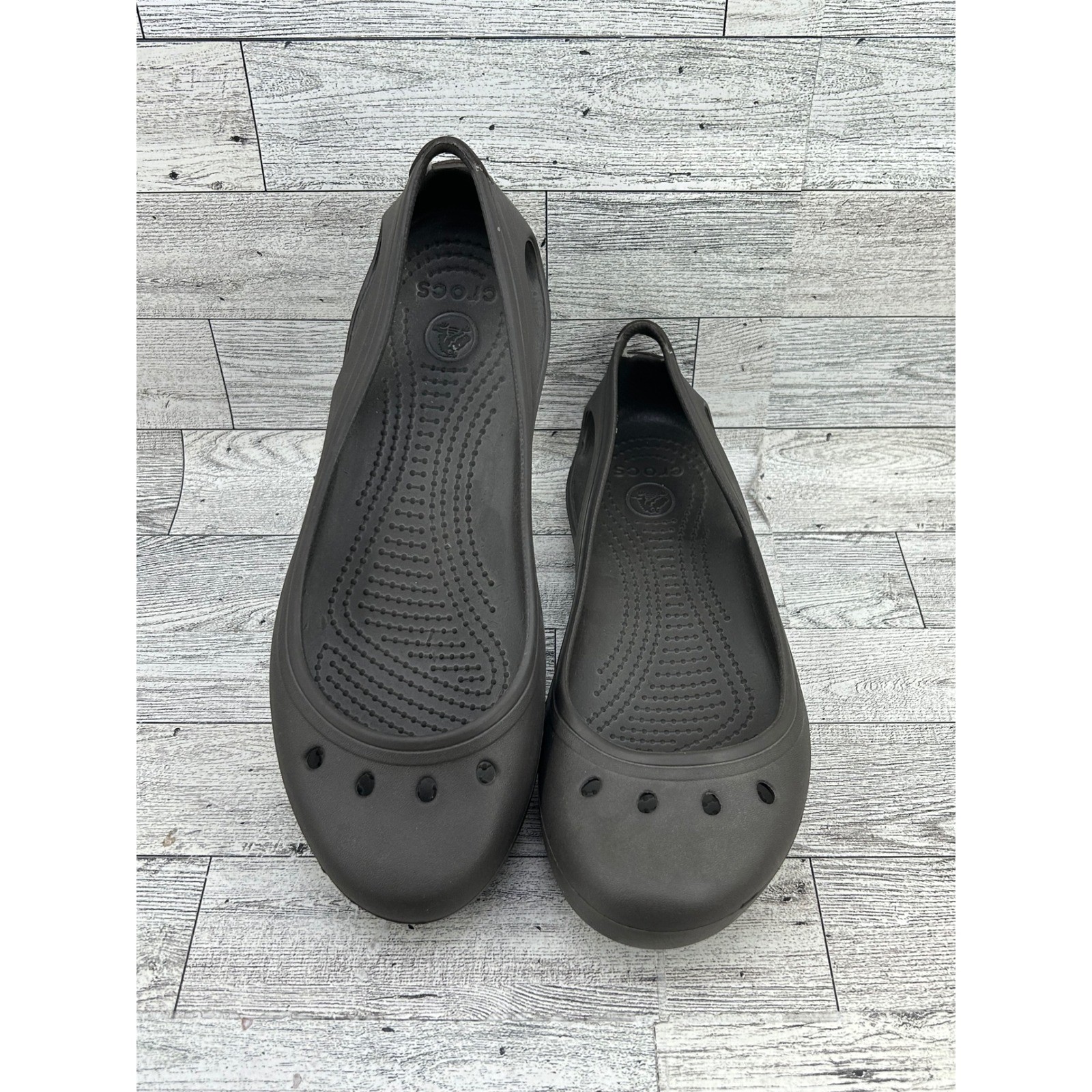 Crocs Kadee Ballet Flats Women Sz 8 Espresso Brown Slip On Comfort Shoes 11215