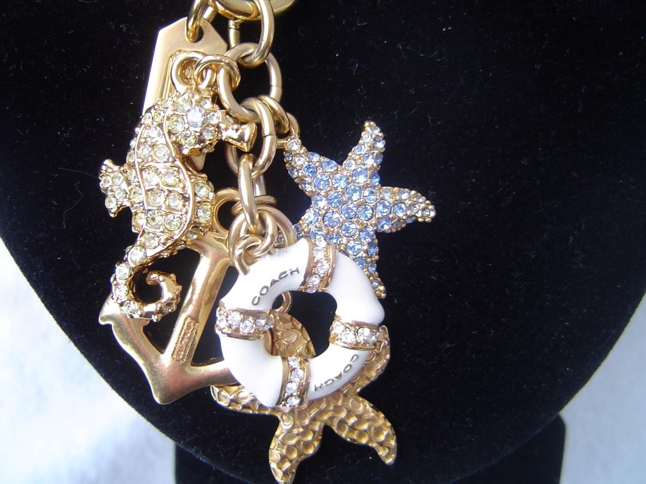AUTHENTIC COACH GOLD TONE PIERRE LE TAN NAUTICAL CHARMS 28″ NECKLACE EUC