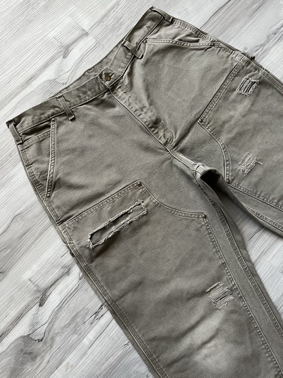 Vintage Carhartt B136 MOS Double Knee Carpenter Pants – 37×30 Faded & Distressed