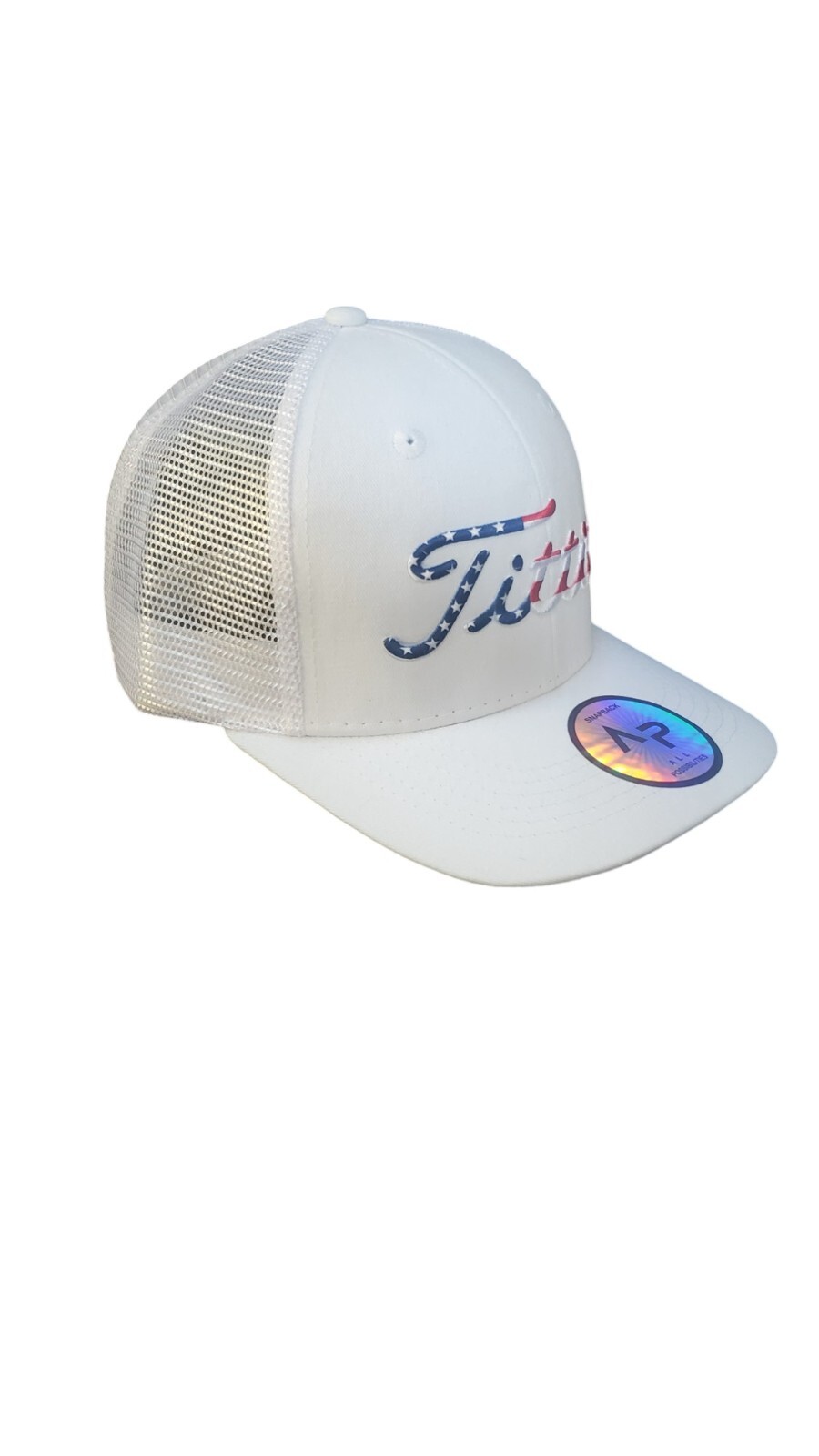 USA White Mesh 6 Panel Hat Funny Dad Hat white cotton front Snap back one size