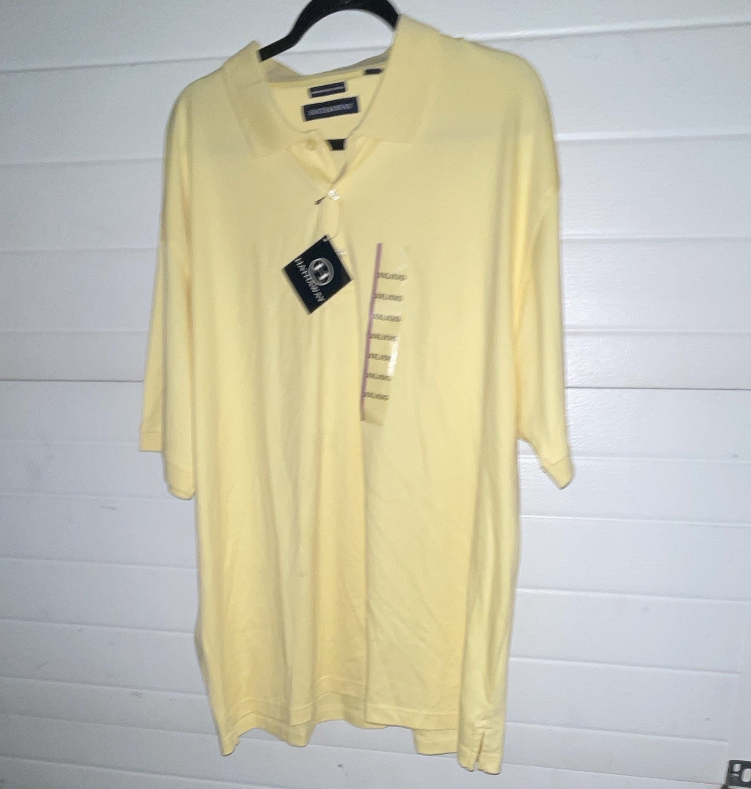 Hathaway Men’s XXL Yellow Solid Polo Shirt Short Sleeve Collared Cotton Button