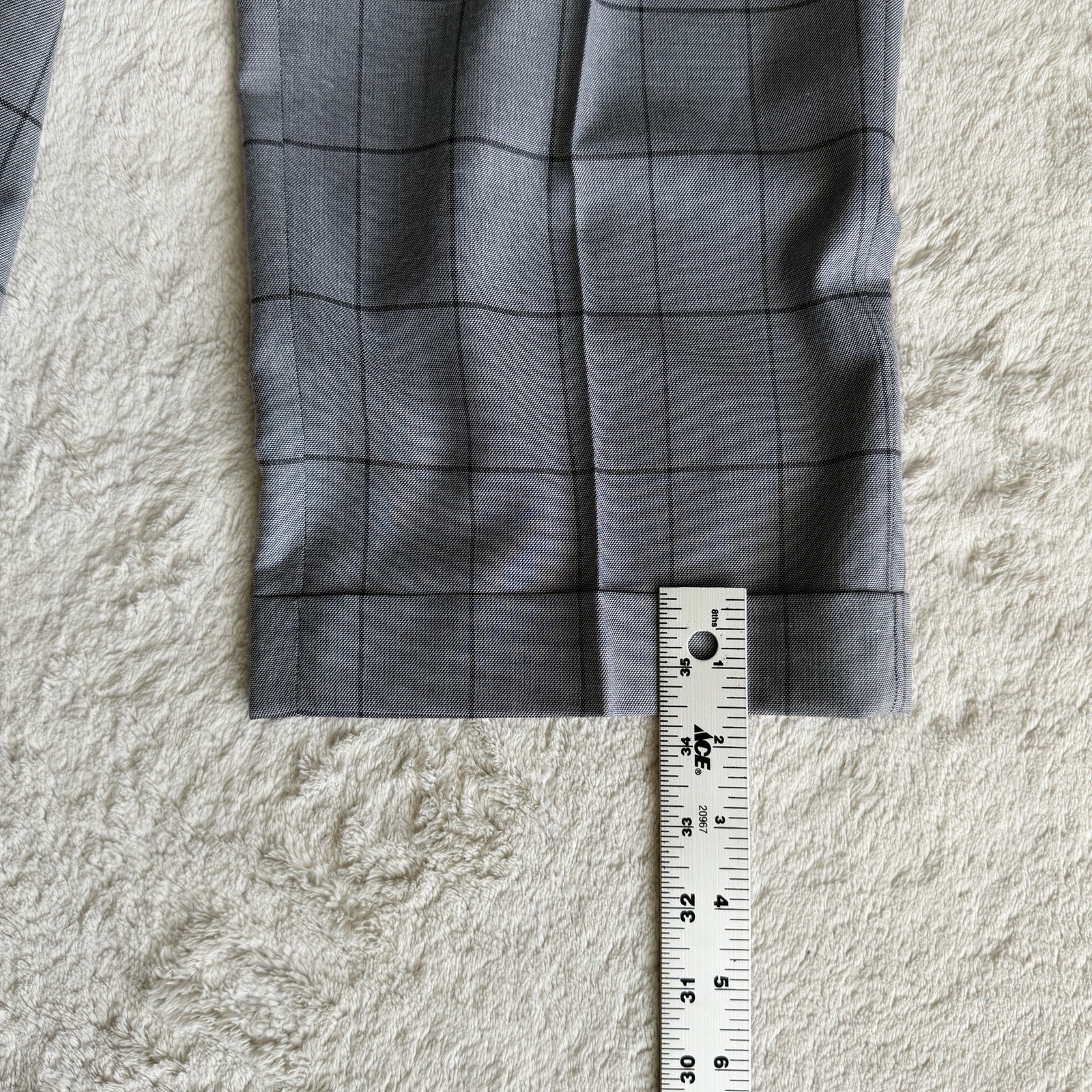 Lineage Mens 2pc Window Pane Suit 48R 40W Polyester Blend Light Grey Stretch