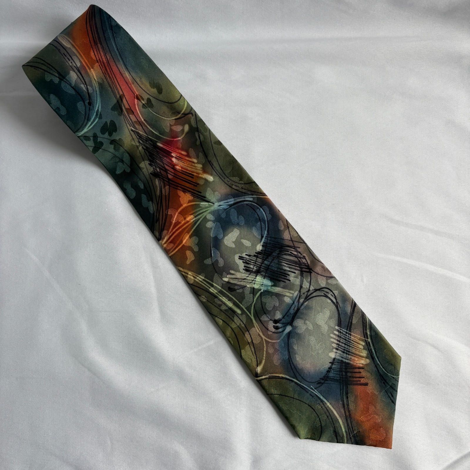 Robert Daskal Mens Hand Painted Silk Tie Abstract Artistic Necktie USA Signed