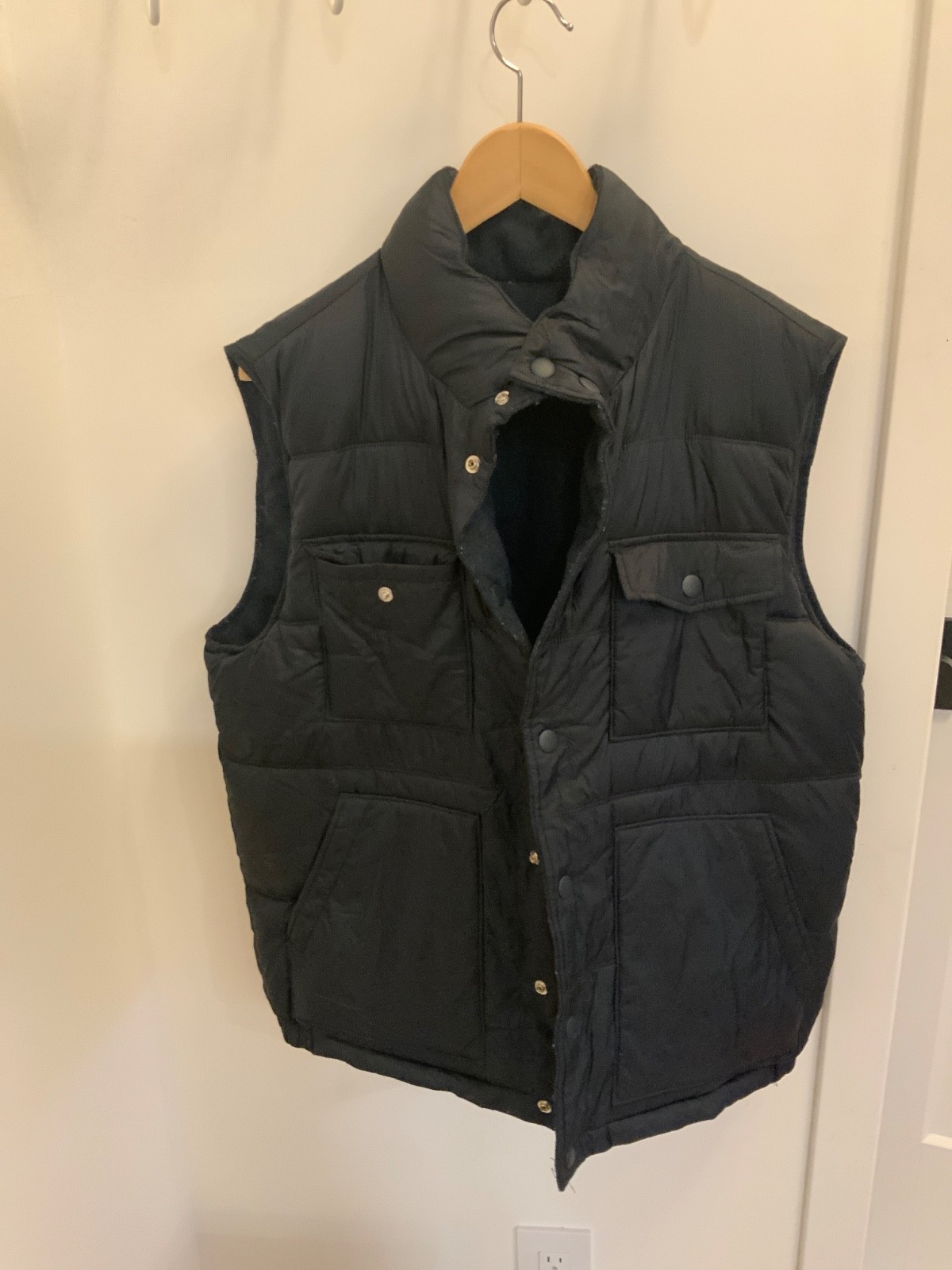 Gap Reversible Blue Button Down Puffer Vest Men’s L Large