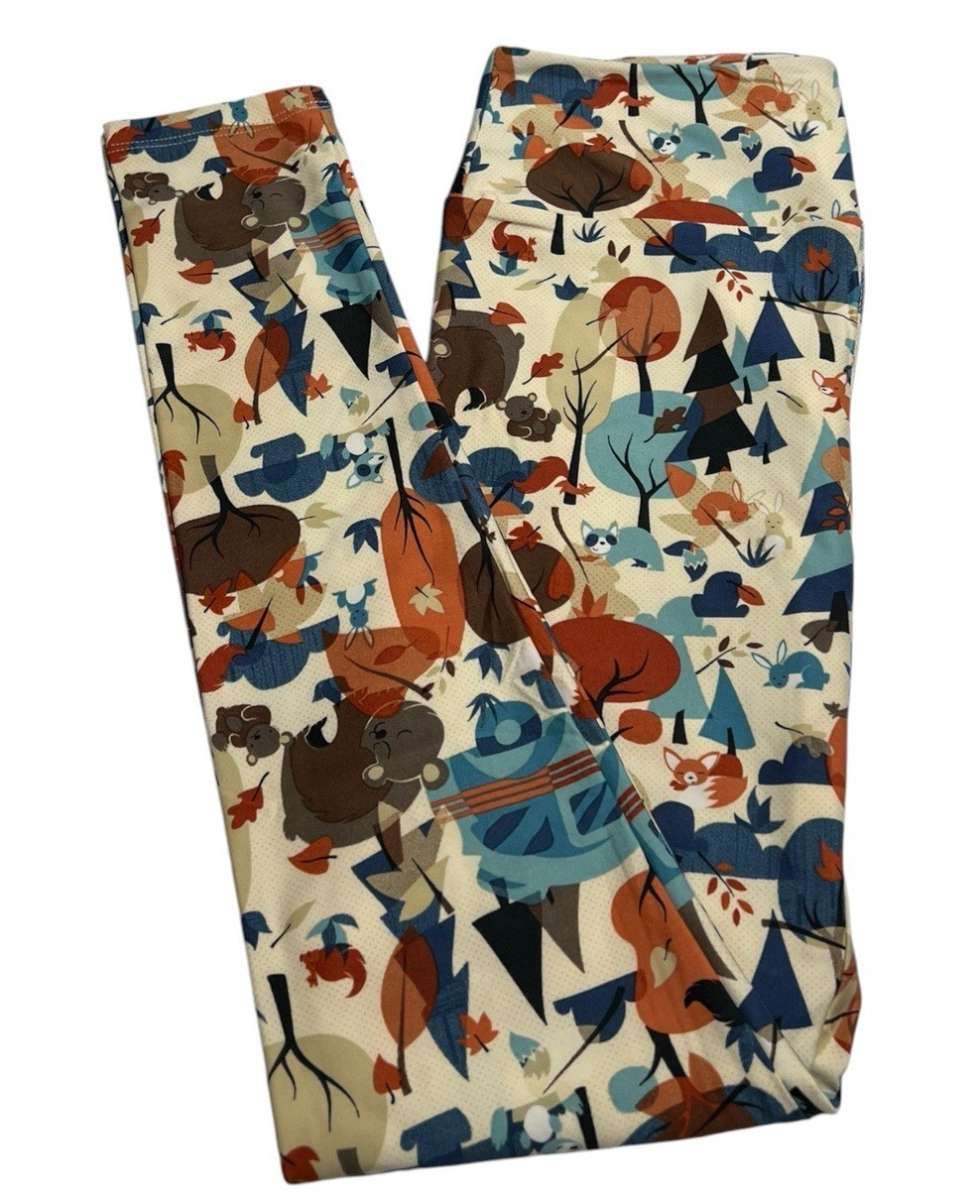 LuLaRoe Leggings OS One Size Animal FALL Autumn BLACK Bunny Bear Squirrel FOX