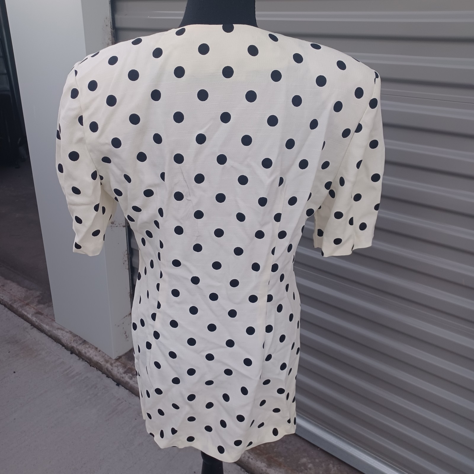 Scarlett Vtg Union ILGWU Twee Shoulder Pad Mod Retro Polka Dot Blouse 7