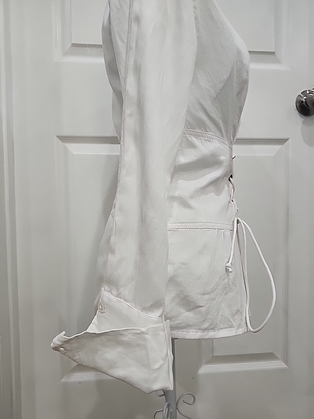 TROUVÉ Women’s Corset Stretch Poplin Shirt, White, Size X-Small 23 Long 30 Chest