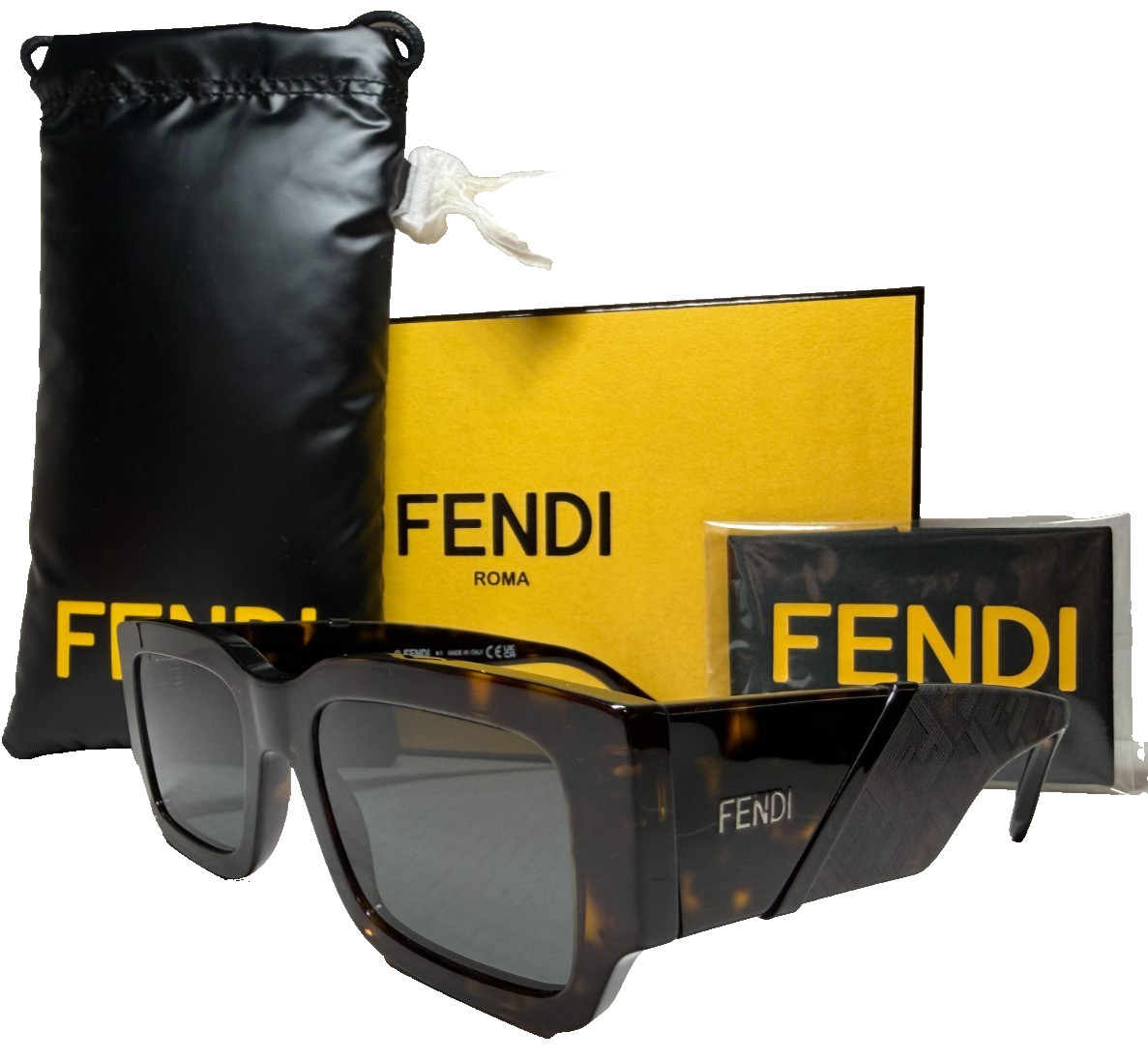 FENDI DIAGONAL FE40131I 52A DARK HAVANA W/SMOKE LENS AUTHENTIC SUNGLASSES 51-20