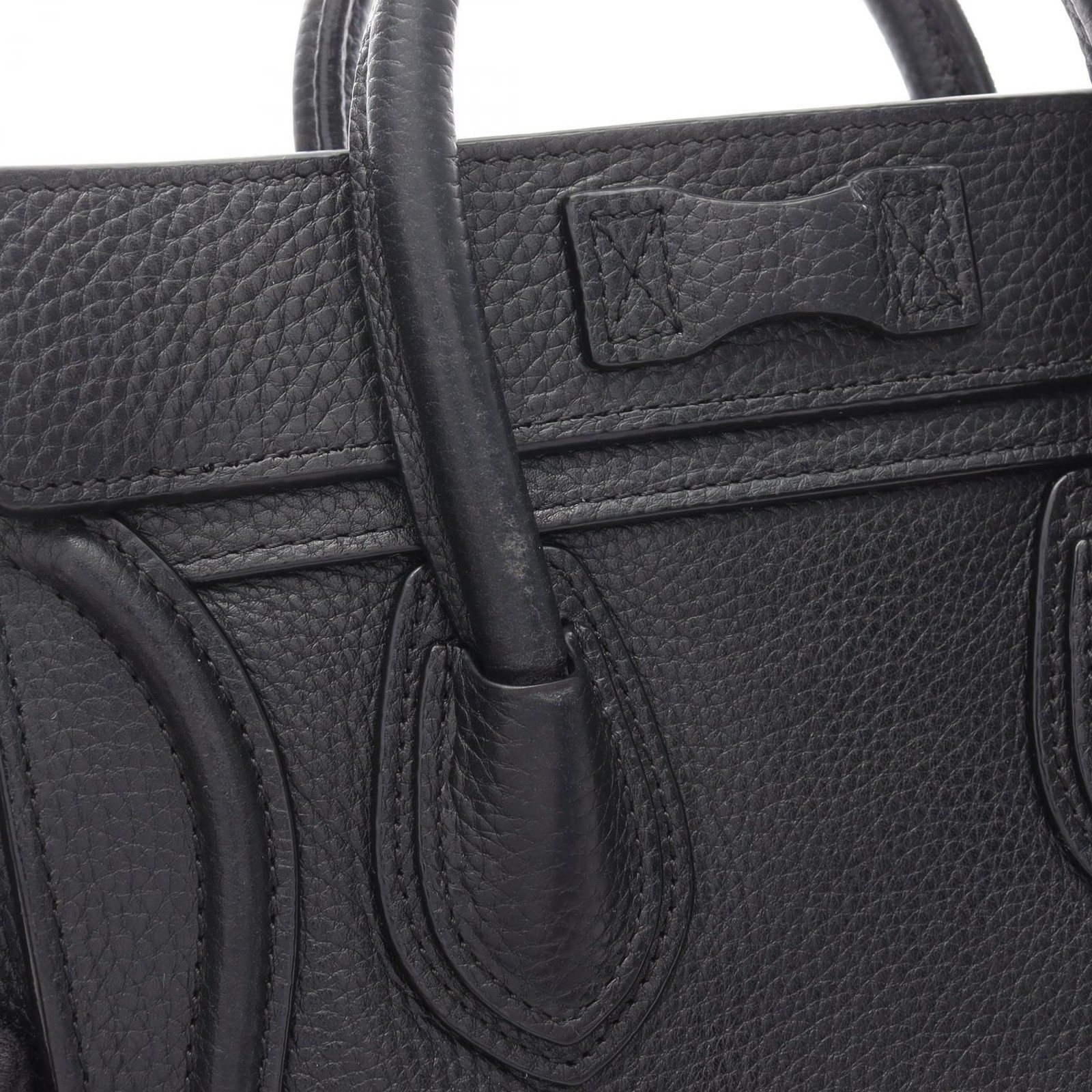 CELINE Luggage Nano Shopper Shoulder Crossbody Handbag 168243 leather Black Used